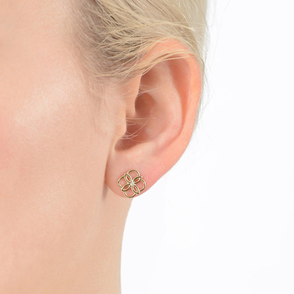 Daisy One Diamond Ear Studs - Perle de Lune