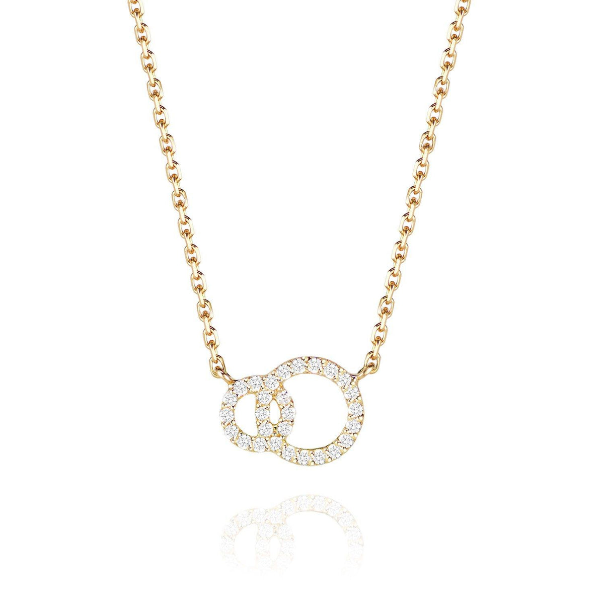 Double Halo Necklace -18k Yellow Gold - Perle de Lune