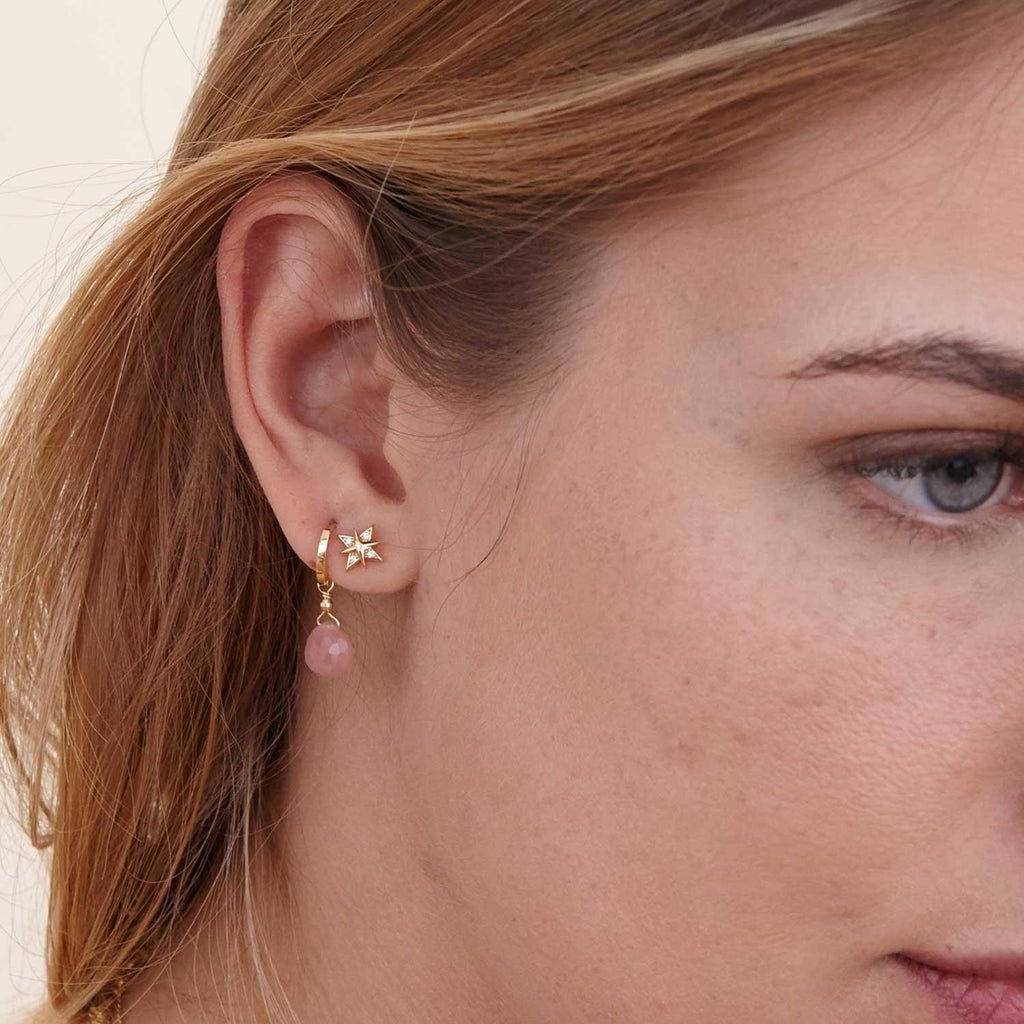 Celeste Star Ear Studs Diamond - 18k Gold - Perle de Lune