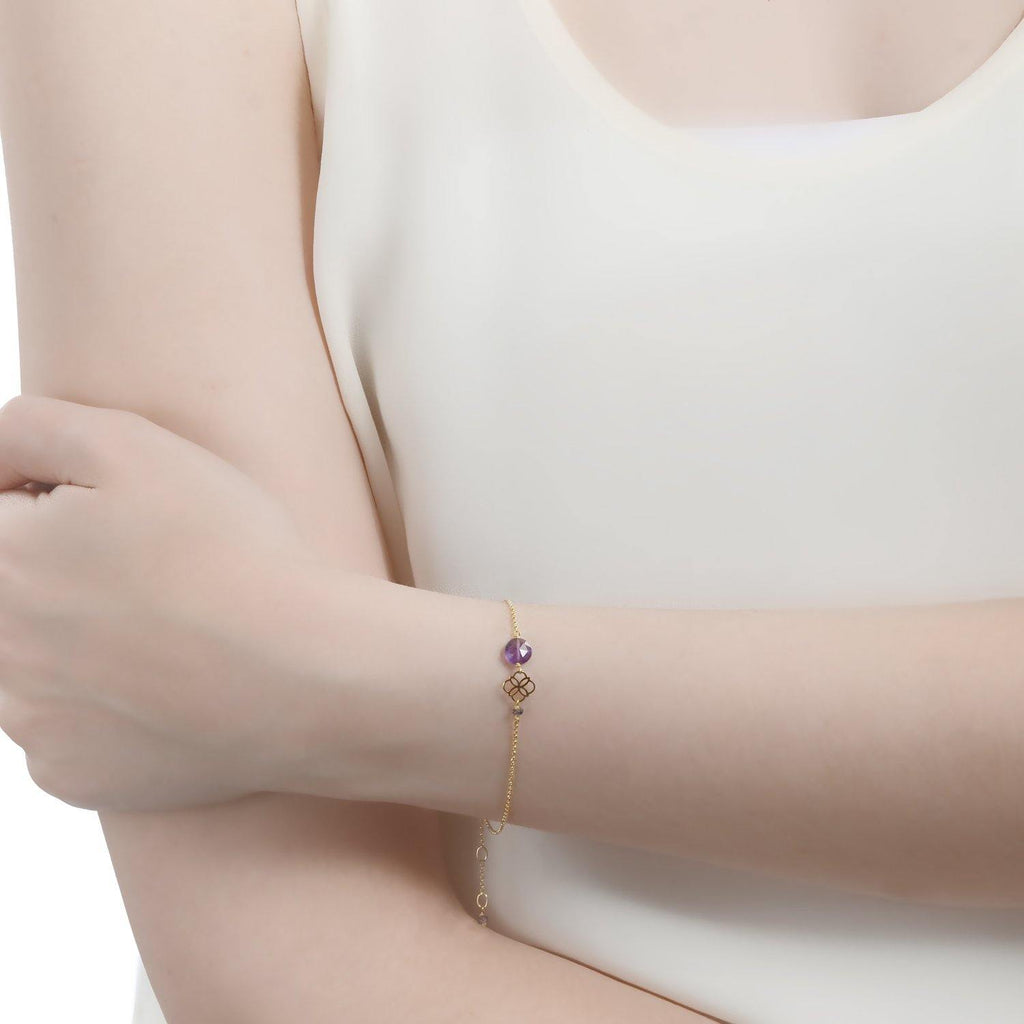 Daisy Pastille Gold Bracelet Amethyst - 18k Gold - Perle de Lune