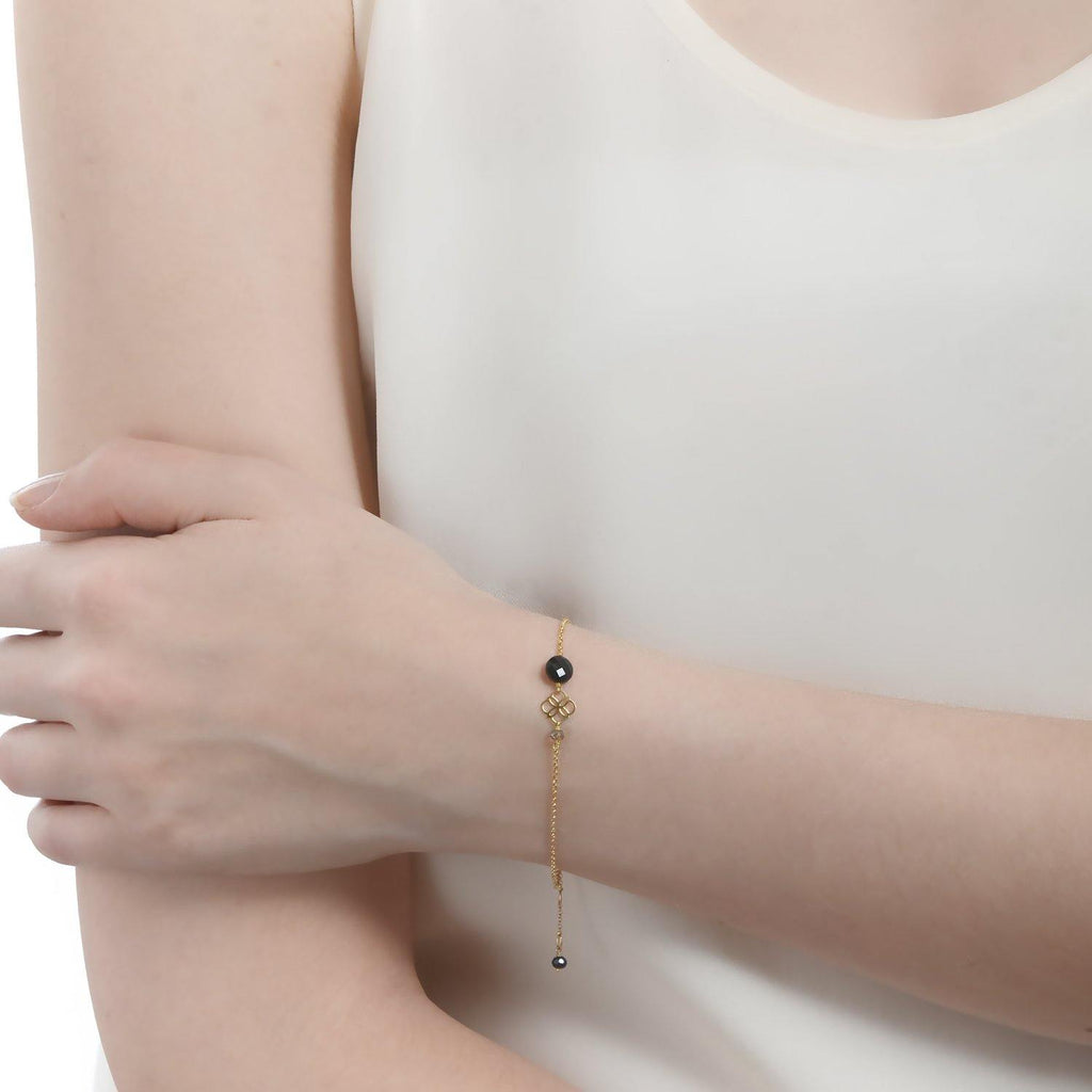 Daisy Pastille Gold Bracelet 18k Gold Onyx - Perle de Lune