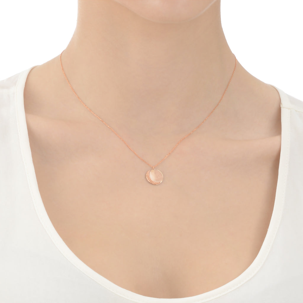 Over The Moon Medal Necklace 18k Rose Gold - Perle de Lune