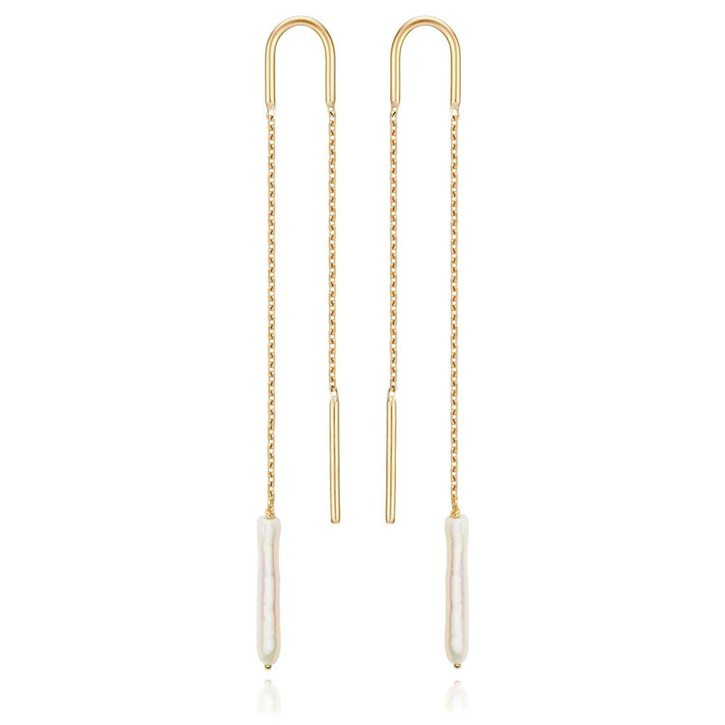 Baroque long Pearl Earrings Freshwater Pearls - 18k Gold - Perle de Lune