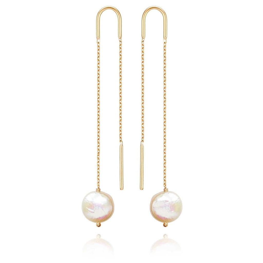 Baroque Flat Pearl Earrings Freshwater Pearls - 18k Gold - Perle de Lune