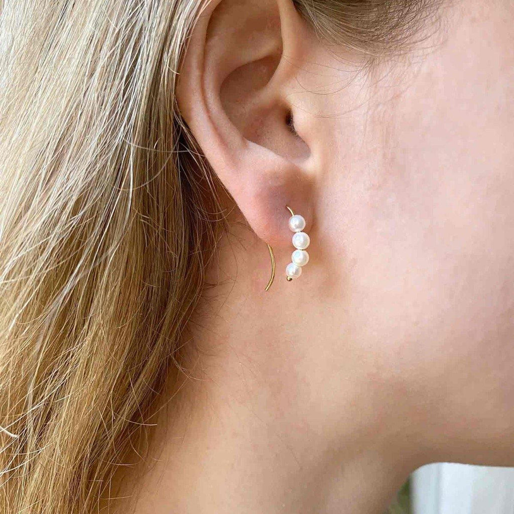 Pearl Arabesk Hoop Earrings - 18k Gold - Perle de Lune