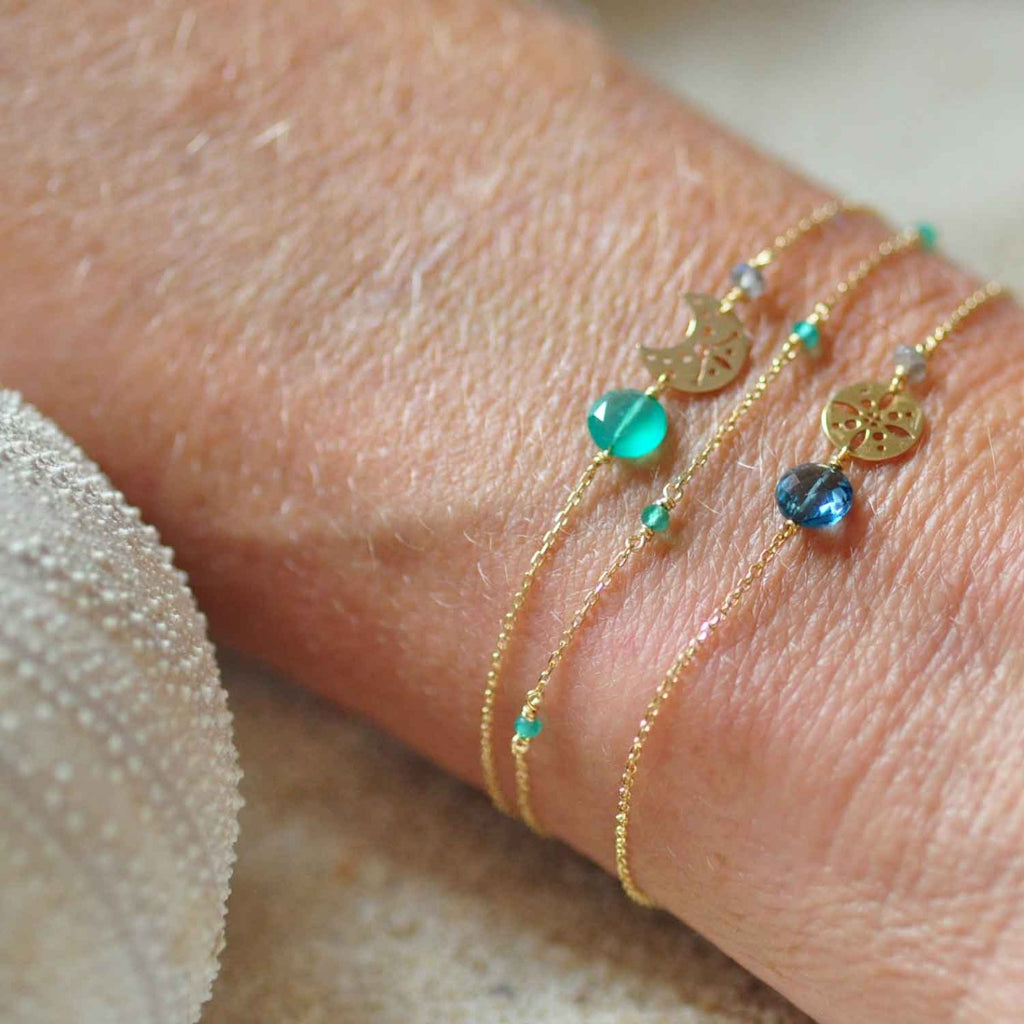 Pastille Sun Bracelet Blue Topaz - 18k Gold - Perle de Lune