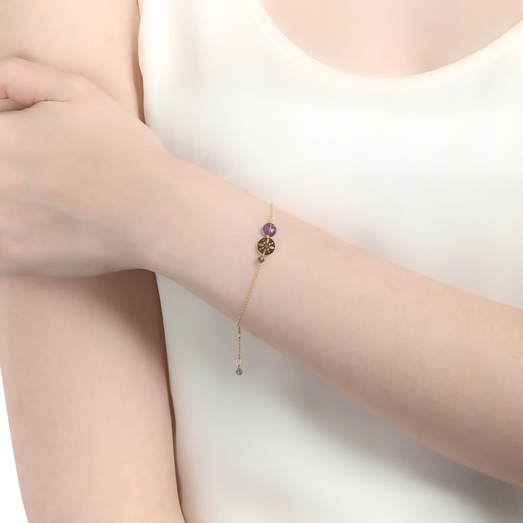 Pastille Sun Bracelet Amethyst -18k Gold - Perle de Lune