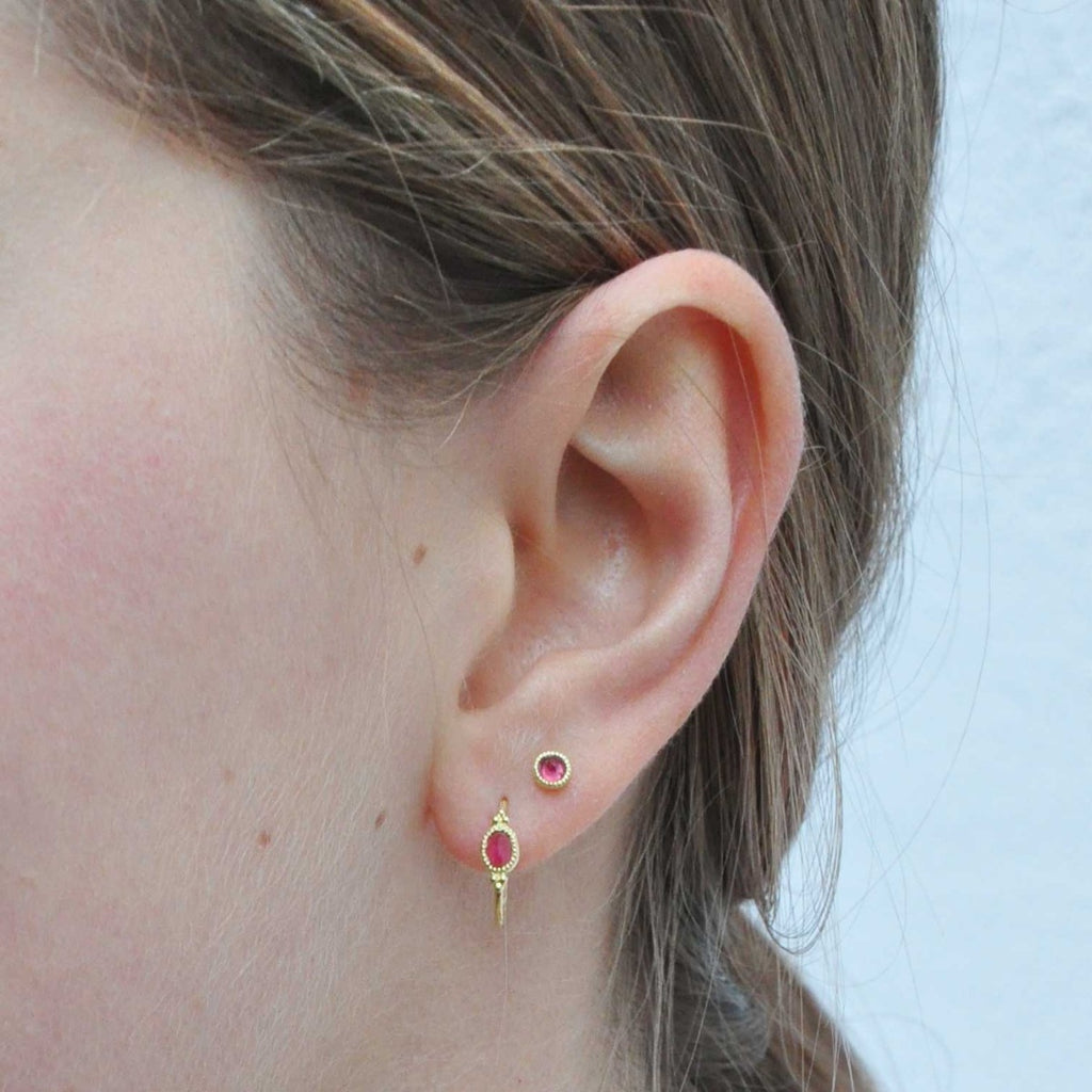 Nova Ear Studs Pink Tourmaline - 18k Gold - Perle de Lune